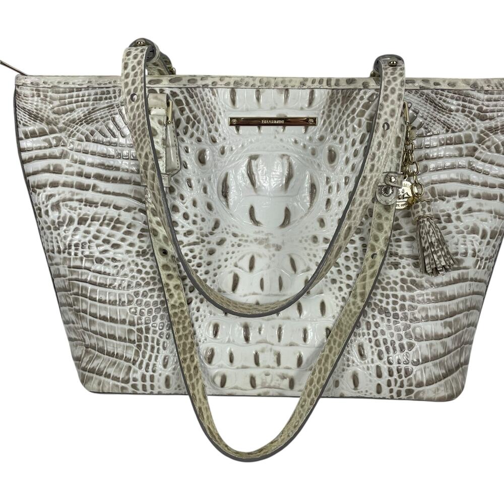 Brahmin Medium Asher Melbourne Tote Bag Shoulder Bag Cream Green - Picture 8 of 12